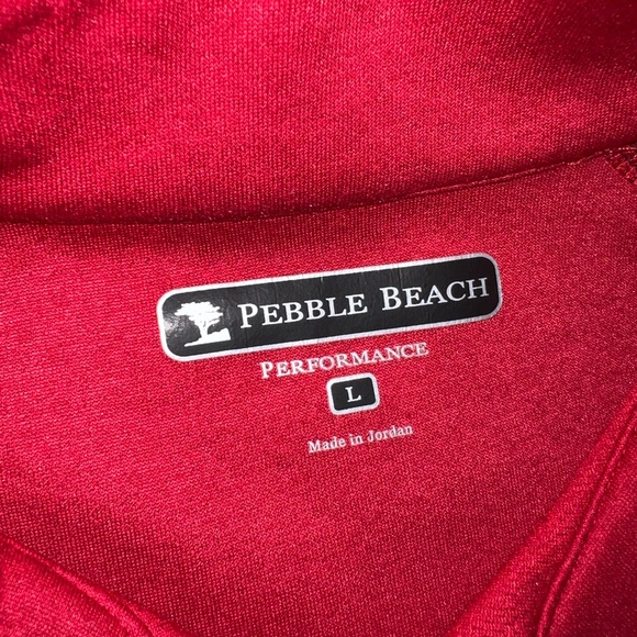 BNWOT Pebble Beach Red Long sleeved Pullover Golf shirt size L - Picture 3 of 4